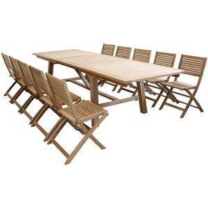 Milani Home Set tavolo e sedie da giardino per esterno in legno resistente di teak cm.220/3 Marrone x x cm