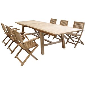 Milani Home Set tavolo e sedie da giardino per esterno in legno resistente di teak cm.220/3 Marrone x x cm