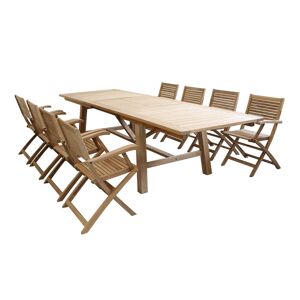 Milani Home Set tavolo e sedie da giardino per esterno in legno resistente di teak cm.220/3 Marrone x x cm