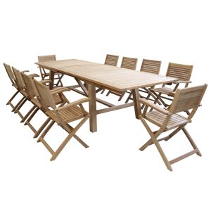 Milani Home Set tavolo e sedie da giardino per esterno in legno resistente di teak cm.220/3 Marrone x x cm