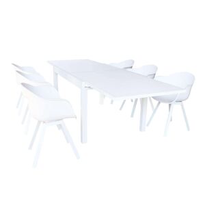 Milani Home Set tavolo e sedie da giardino per esterno in alluminio cm 135/270x90x75 h con Bianco x x cm
