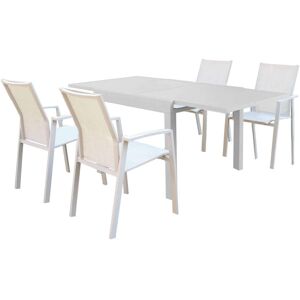 Milani Home Set tavolo e sedie da giardino per esterno in alluminio cm 90/180x90x75 h con 4 Tortora x x cm