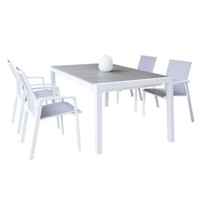 Milani Home Set tavolo e sedie da giardino per esterno in alluminio cm 162/242x100x74 h con Bianco x x cm