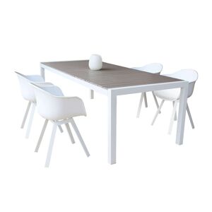 Milani Home Set tavolo e sedie da giardino per esterno in alluminio cm 162/242x100x74 h con Bianco x x cm