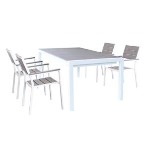 Milani Home Set tavolo e sedie da giardino per esterno in alluminio cm 162/242x100x74 h con Bianco x x cm
