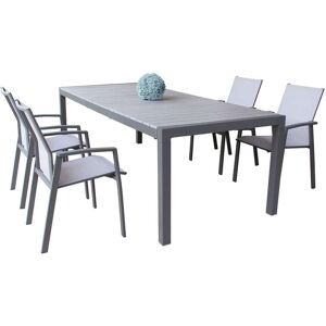 Milani Home Set tavolo e sedie da giardino per esterno in alluminio cm 162/242x100x74 h con Taupe x x cm