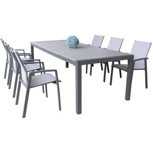 Milani Home Set tavolo e sedie da giardino per esterno in alluminio cm 162/242x100x74 h con Taupe x x cm