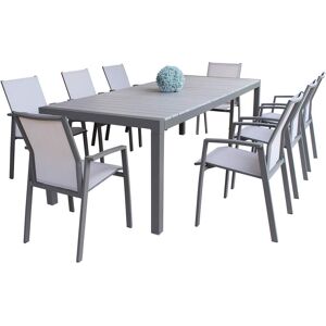 Milani Home Set tavolo e sedie da giardino per esterno in alluminio cm 162/242x100x74 h con Taupe x x cm