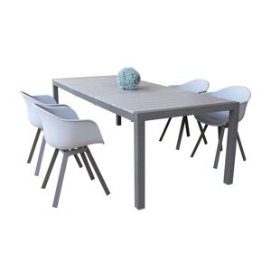 Milani Home Set tavolo e sedie da giardino per esterno in alluminio cm 162/242x100x74 h con Taupe x x cm
