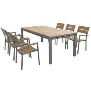 Milani Home Set tavolo e sedie da giardino per esterno in alluminio cm 200/300x95x75 h con Taupe x x cm