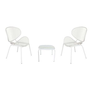 Milani Home Set tavolo in metallo cm 41x41x43,5 h con 2 sedute colore Bianco Bianco x x cm