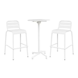 Milani Home Set tavolo rotondo e sedie da giardino per esterno da bar in metallo colore bia Bianco x x cm