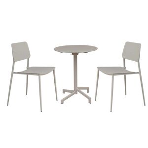 Milani Home Set tavolo in metallo cm Ø 60 x 74 h con 2 sedie da giardino per esterno colore Tortora x x cm