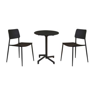 Milani Home Set tavolo in metallo cm Ø 60 x 74 h con 2 sedie da giardino per esterno colore Grigio scuro x x cm