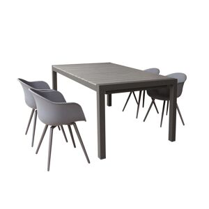 Milani Home Set tavolo in alluminio e polywood cm 162/242 x 100 x 74 h con 4 poltrone da gi Taupe x x cm
