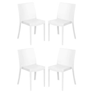 Milani Home Set di 4 Sedie Impilabili In plastica taupe polipropilene Per Giardino Portico Bianco 55 x 82 x 47 cm