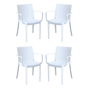 Milani Home Set di 4 Sedie Impilabili In plastica taupe polipropilene Per Giardino Portico Bianco 55 x 82 x 58 cm