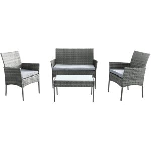 Milani Home Salotto da esterno per portico e giardino con cuscini in metallo e wicker intre Nero 104 x 84 x 58 cm