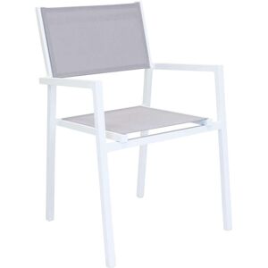 Milani Home Poltrona Impilabile In Alluminio Bianco E Textilene Grigio Da Esterno Bar Pub R Bianco 55 x 85 x 57 cm