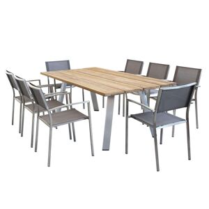 Milani Home Set Tavolo E Sedie Da Giardino Per Esterno In Alluminio E Legno Resistente Di T Grigio x x cm