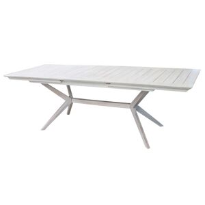 Milani Home Tavolo Rettangolare Allungabile In Legno Di Acacia 180/240x90 Bianco Per Estern Bianco 180 x 75 x 90 cm