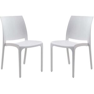 Milani Home set di 2 sedie poltrone da giardino in plastica design moderno colorata Bianco Bianco 46 x 80 x 54 cm