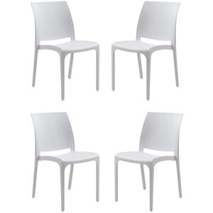 Milani Home set di 4 sedie poltrone da giardino in plastica design moderno colorata Bianco Bianco 46 x 80 x 54 cm