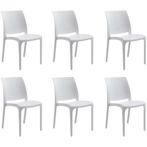 Milani Home set di 6 sedie poltrone da giardino in plastica design moderno colorata Bianco Bianco 46 x 80 x 54 cm