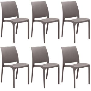 Milani Home set di 6 sedie poltrone da giardino in plastica design moderno colorata Taupe Taupe 46 x 80 x 54 cm