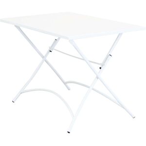 Milani Home Tavolo Rettangolare Pieghevole In Ferro Bianco 110x70 Per Esterno Giardino, Por Bianco 110 x 72 x 70 cm