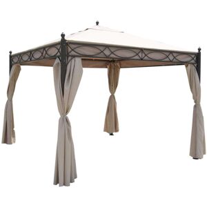 Milani Home Gazebo 3x3 In Metallo Ferro Nero Con Pareti Laterali Beige Per Esterno E Giardi Antracite 300 x 265 x 300 cm