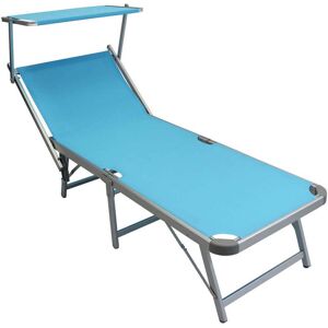 Milani Home Lettino Da Campeggio Sdraio Pieghevole Azzurro Con Tettuccio Per Spiaggia Mare Azzurro 180 x 40 x 71 cm