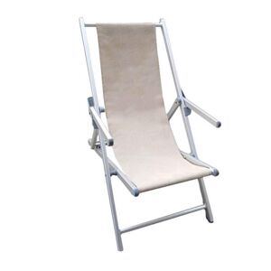 Milani Home Sdraio Pieghevole In Textilene Beige Con Braccioli Per Campeggio Spiaggia Mare Tortora 98 x 106 x 67.5 cm