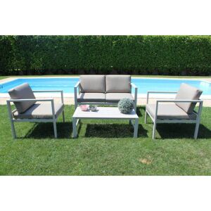 Milani Home Salotto Da Giardino Set 2 Posti In Alluminio Tortora Da Esterno Portico Per Loc Tortora 126 x 64 x 70 cm