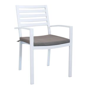 Milani Home Poltrona Impilabile In Alluminio Bianco Con Cuscino Da Esterno Giardino Per Bar Bianco 55.5 x 85 x 61 cm