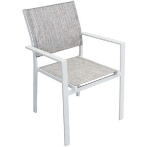 Milani Home Poltrona Impilabile In Alluminio Bianco E Textilene Grigio Da Esterno Giardino Bianco 55 x 85 x 58 cm