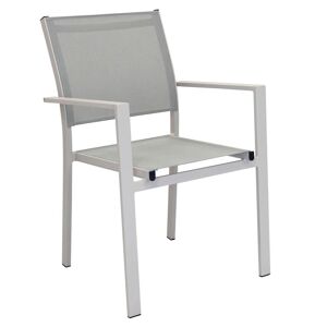 Milani Home Poltrona Impilabile In Alluminio E Textilene Tortora Da Esterno Giardino Per Ba Tortora 55 x 85 x 58 cm