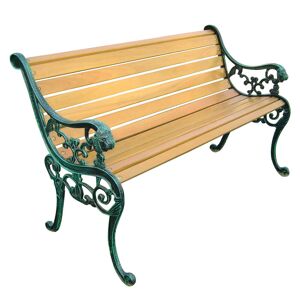 Milani Home Panca In Ghisa E Legno Per Esterno Giardino, Portico, Ristorante, Gelateria Bar Antracite 130 x 56 x 72 cm