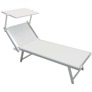 Milani Home Lettino Da Campeggio Sdraio Bianco Con Tettuccio Per Spiaggia Mare Piscina Giar Bianco 186 x 38 x 61 cm