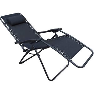 Milani Home Sdraio Pieghevole Con Struttura Nera E Textilene Nero Per Campeggio Spiaggia Ma Nero 88 x 110 x 65 cm