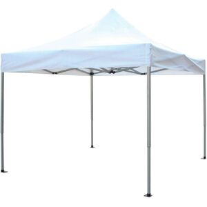 Milani Home Gazebo Pieghevole 3x3 Professionale In Alluminio Telo Bianco Chiudibile Per Mer Bianco 300 x 330 x 300 cm