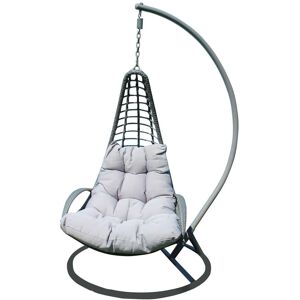 Milani Home Sedia A Dondolo Poltrona Intrecciata Sospesa Da Giardino Con Morbido Cuscino Co Grigio x 186 x cm