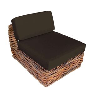 Milani Home Poltrona Da Giardino Completa Di Cuscino Intreccio In Rattan Naturale Marrone 105 x 65 x 87 cm