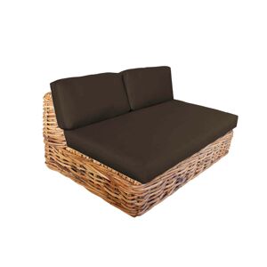 Milani Home Divano Da Giardino Componibile Completo Di Cuscino Intreccio In Rattan Naturale Marrone 105 x 65 x 185 cm