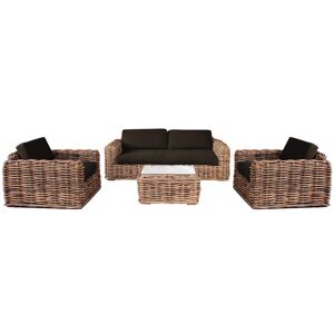 Milani Home Salotto Da Giardino Completo Di Cuscini Intreccio In Rattan Naturale Marrone 104 x 66 x 174 cm