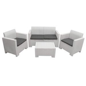 Milani Home Salotto Da Giardino Set 2 Posti Bianco Con Cuscini Intreccio In Rattan Sintetic Bianco 131 x 79 x 57 cm