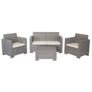 Milani Home Salotto Da Giardino Set 2 Posti Tortora Con Cuscini, Intreccio In Rattan Sintet Tortora 131 x 79 x 57 cm