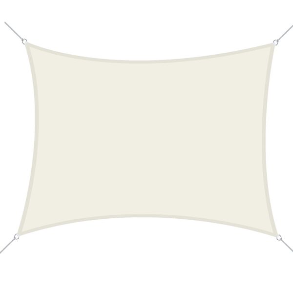 outsunny vela ombreggiante rettangolare, tenda da sole per esterno in poliestere anti uv traspirante 3x4m bianco crema