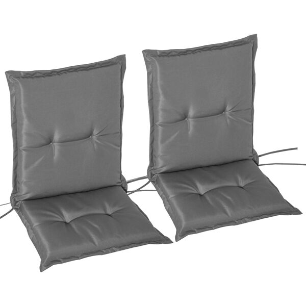 outsunny set 2 pezzi cuscino per sedia da giardino con schienalein alto in poliestere, grigio scuro, 100 x 48cm