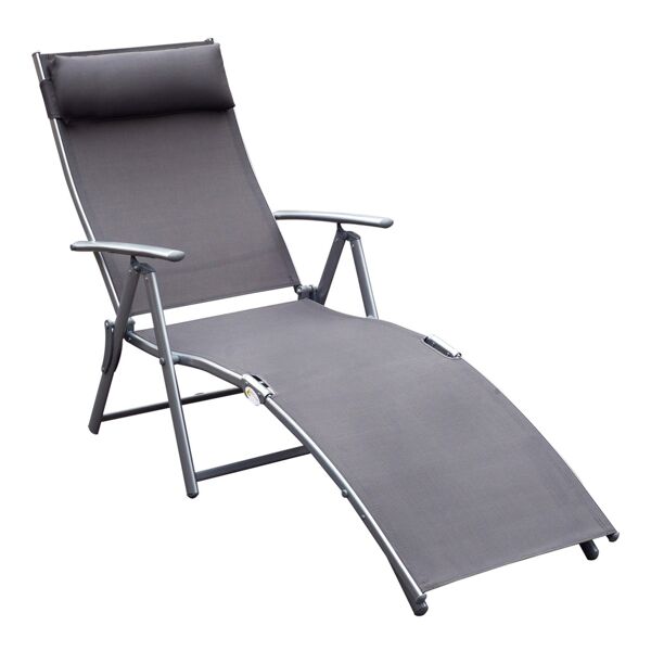 outsunny lettino prendisole sedie a sdraia da giardino da terrazzo lettino sdraio arredamento giardino relax pieghevole telaio in metallo  grigio
